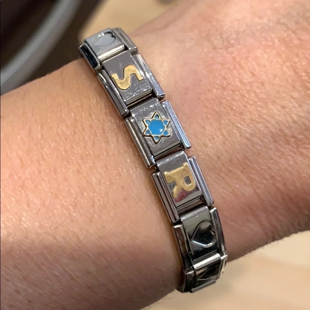 6” Stainless still Girls Bracelet S R initial